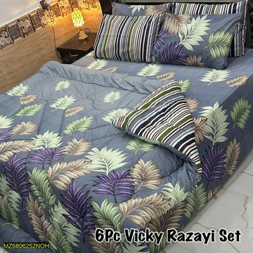 6 Pcs Mix Cotton Printed Double Bed Razai Set