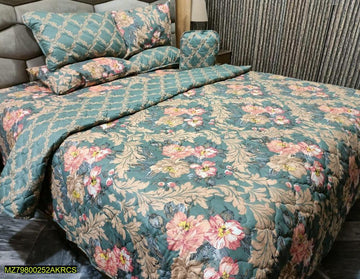 7 Pcs Cotton Printed Double Bed Comforter Set