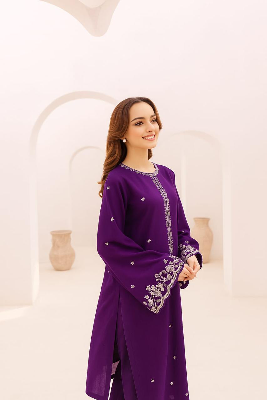 Winter's Collection – Dhanak 2PC Embroidered Set | Airjet Dhanak Embroidered