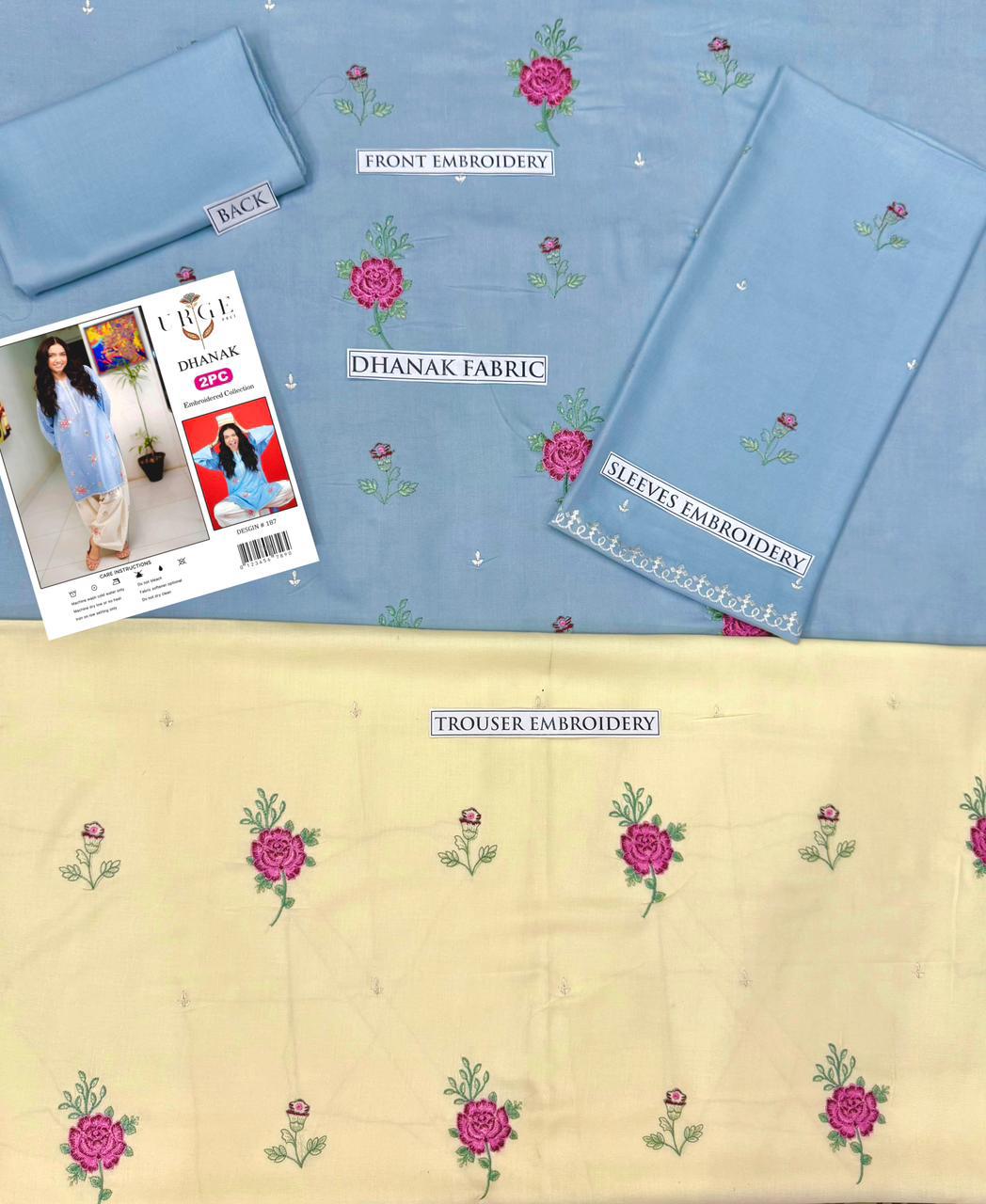 Winter's Collection – Dhanak 2PC Embroidered Set | Airjet Dhanak Embroidered