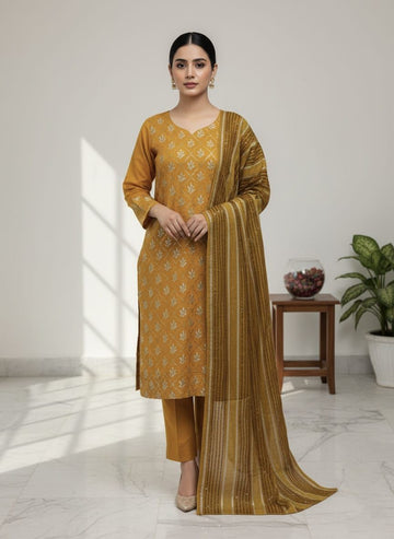 *Premium Embroidered Linen Suit with Pashmina Wool Shawl – 3 Piece Winter Collection
