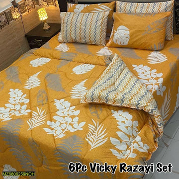 6 Pcs Mix Cotton Printed Double Bed Razai Set