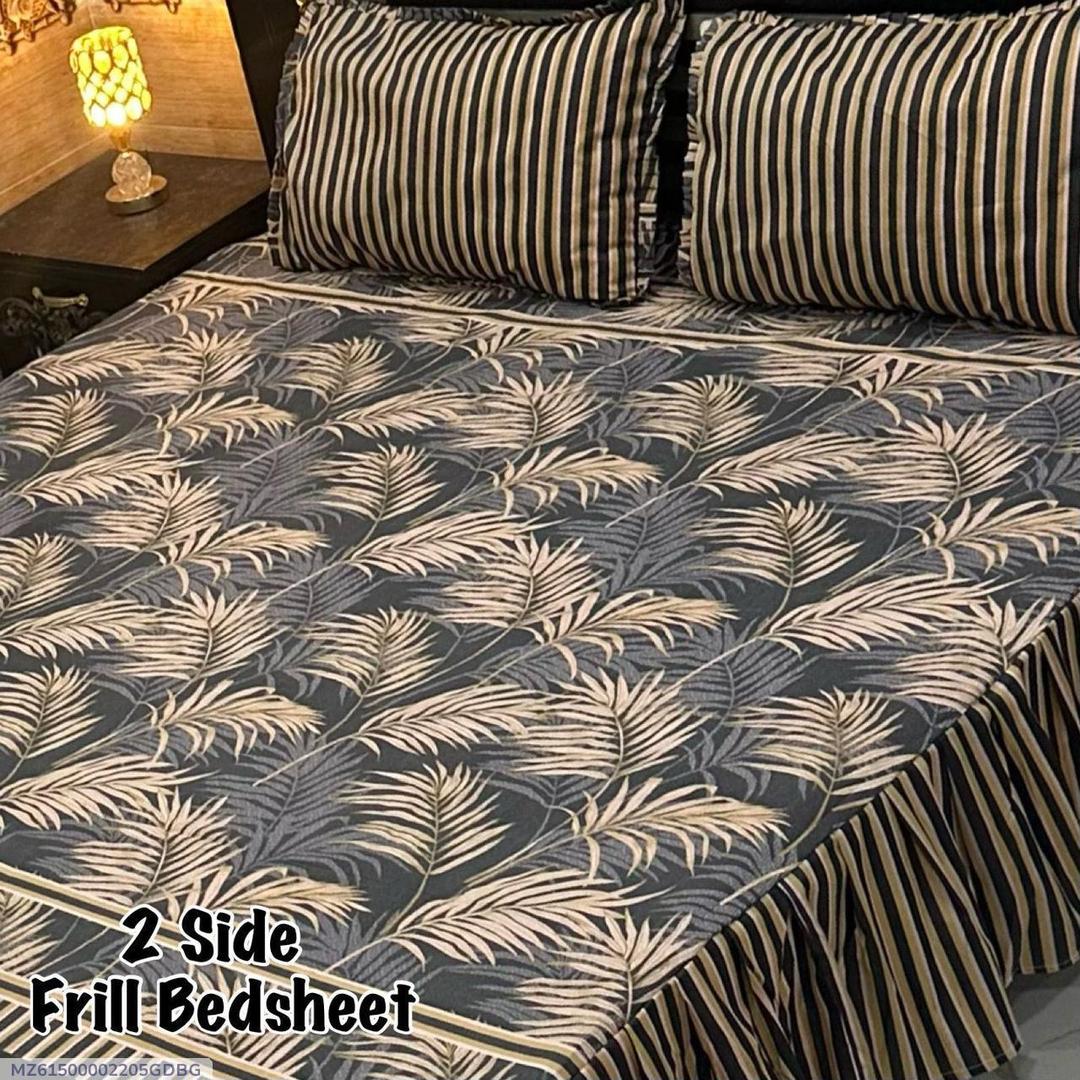 3 Pcs Cotton Salonica Frill Double Bedsheet