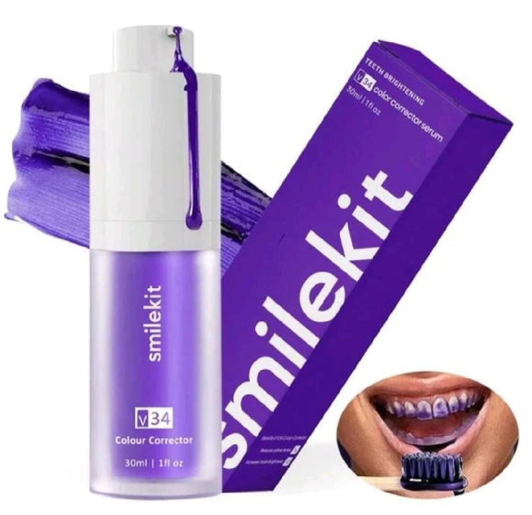 V34 Colour Corrector Serum: Advanced Teeth Whitening Purple Toothpaste - 30ml
