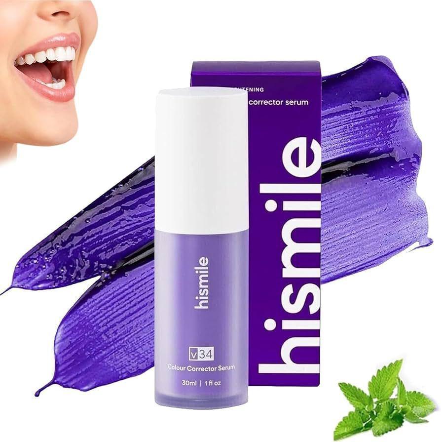 V34 Colour Corrector Serum: Advanced Teeth Whitening Purple Toothpaste - 30ml